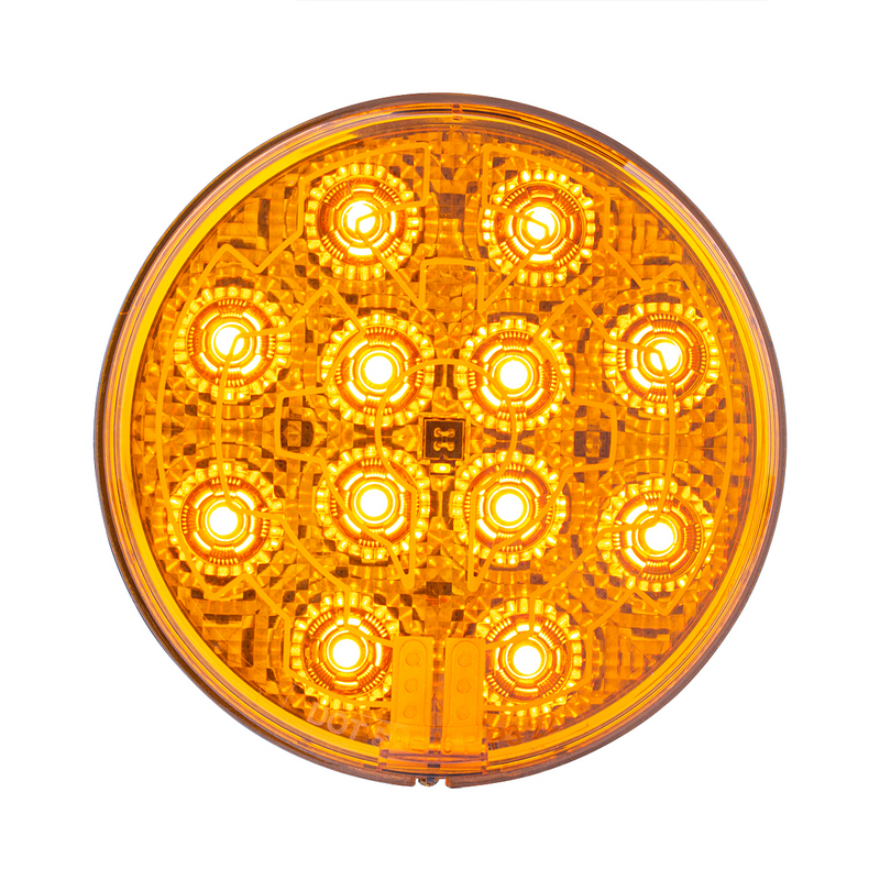 12 LED 4" Round Light (Turn Signal) With Heated Lens - Amber LED/Amber Lens