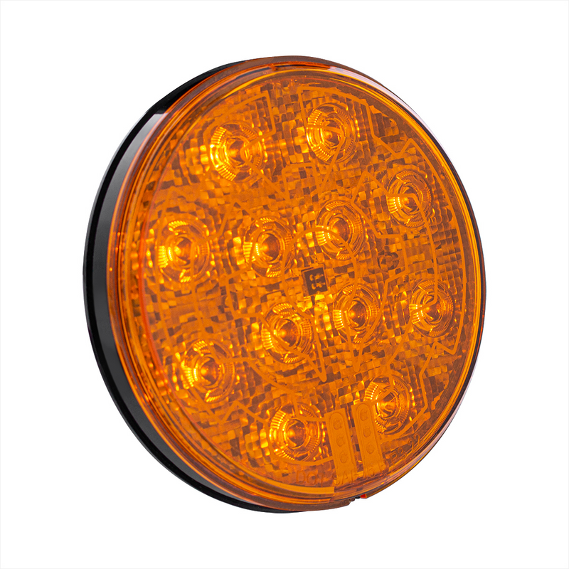 12 LED 4" Round Light (Turn Signal) With Heated Lens - Amber LED/Amber Lens