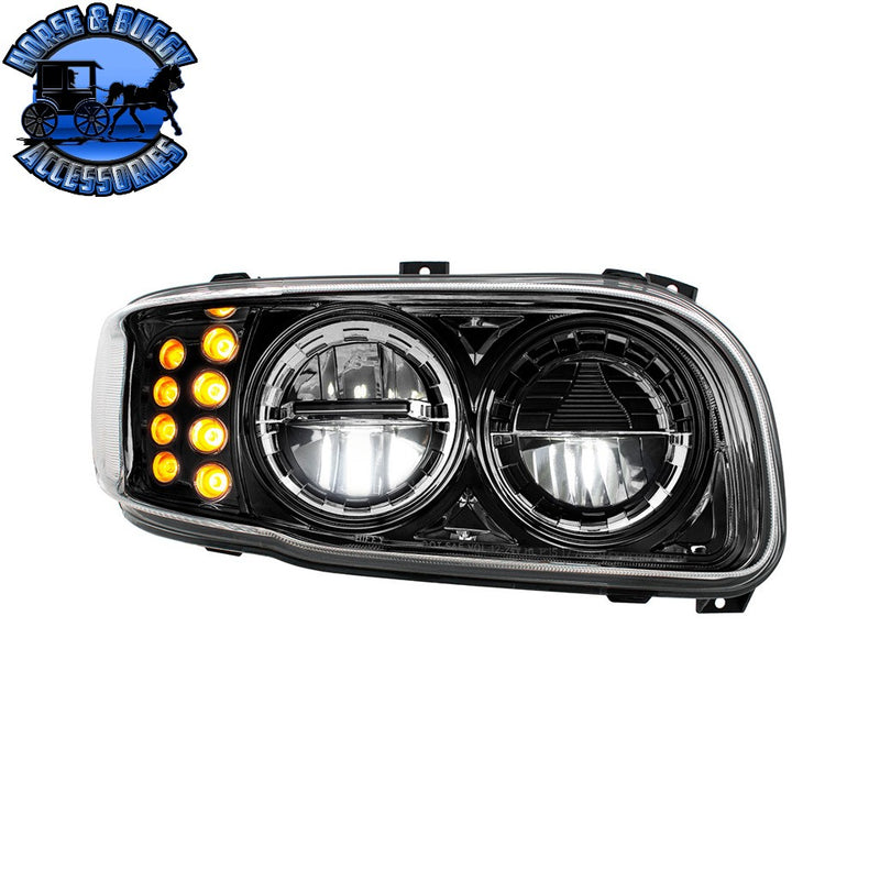 High Power LED Headlight With 8 LED Turn & 4 LED Position Light For 2008-2024 Peterbilt 389 (Choose side) (Choose color) HEADLIGHT Passenger / Black Light Gray