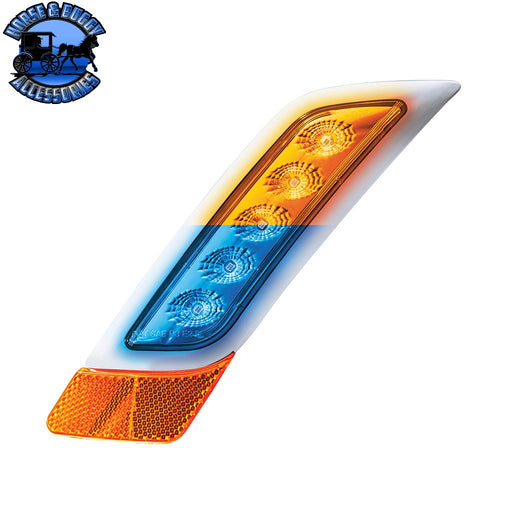 Double Fury 5 LED Fender Turn Signal Light For 2012-2021 Peterbilt 579 (Choose Color) (Choose Side) FENDER TURN SIGNAL LIGHT Amber & Blue LED / Driver Dark Slate Blue