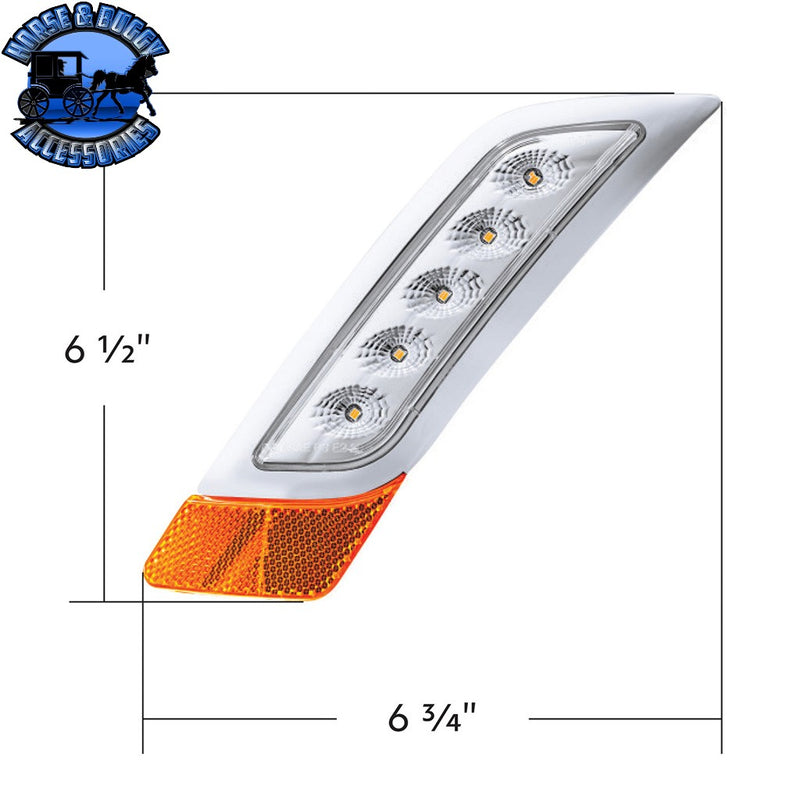 Double Fury 5 LED Fender Turn Signal Light For 2012-2021 Peterbilt 579 (Choose Color) (Choose Side) FENDER TURN SIGNAL LIGHT Amber & Blue LED / Driver,Amber & Blue LED / Passenger,Amber & Green LED / Driver,Amber & Green LED / Passenger,Amber & Red LED / Driver,Amber & Red LED / Passenger,Amber & White LED / Driver,Amber & White LED / Passenger Light Gray
