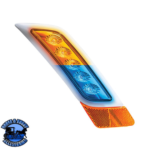 Double Fury 5 LED Fender Turn Signal Light For 2012-2021 Peterbilt 579 (Choose Color) (Choose Side) FENDER TURN SIGNAL LIGHT Amber & Blue LED / Passenger Dark Slate Blue