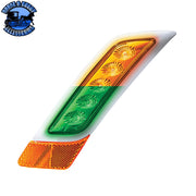 Double Fury 5 LED Fender Turn Signal Light For 2012-2021 Peterbilt 579 (Choose Color) (Choose Side) FENDER TURN SIGNAL LIGHT Amber & Green LED / Driver Dark Slate Gray