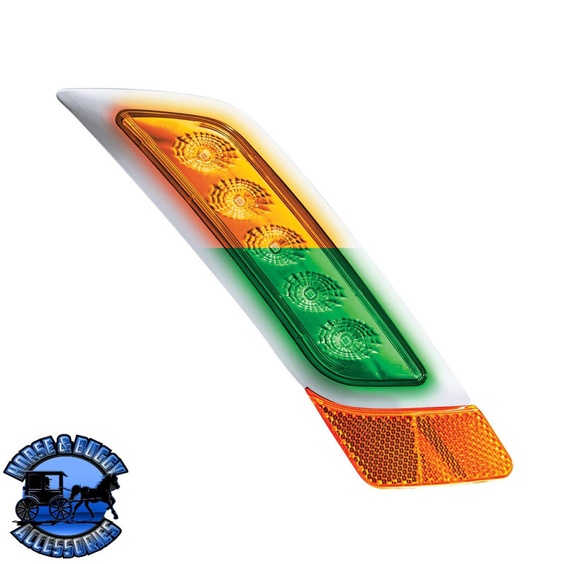 Double Fury 5 LED Fender Turn Signal Light For 2012-2021 Peterbilt 579 (Choose Color) (Choose Side) FENDER TURN SIGNAL LIGHT Amber & Green LED / Passenger Dark Slate Gray