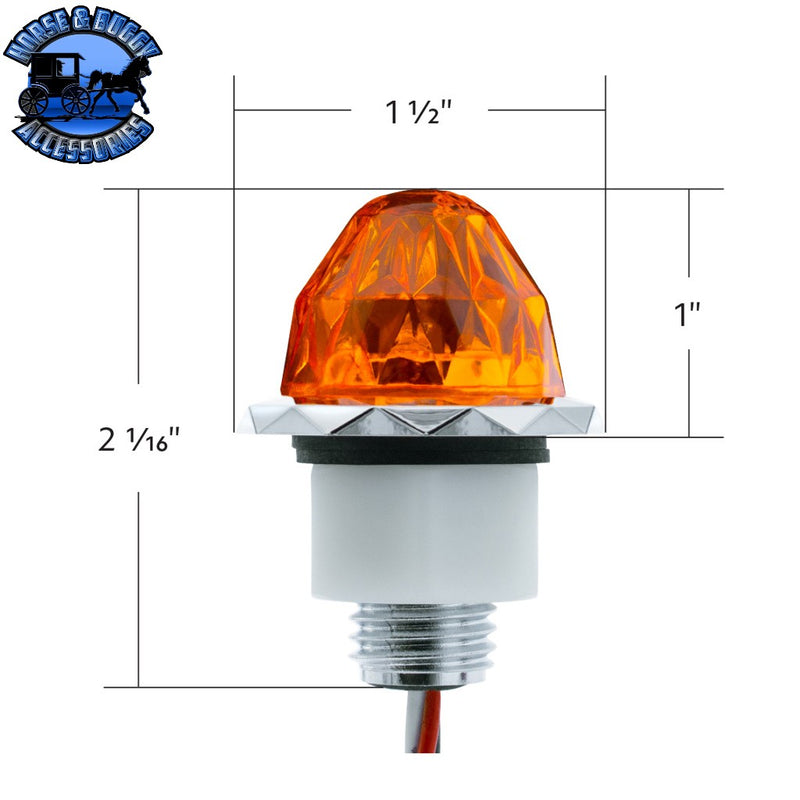 2 LED Dual Function Mini Crystal Watermelon Light (Clearance/Marker) (Choose Color) MARKER & CLEARANCE Amber/Amber,Red/Red,Amber/Clear,Red/Clear Gray