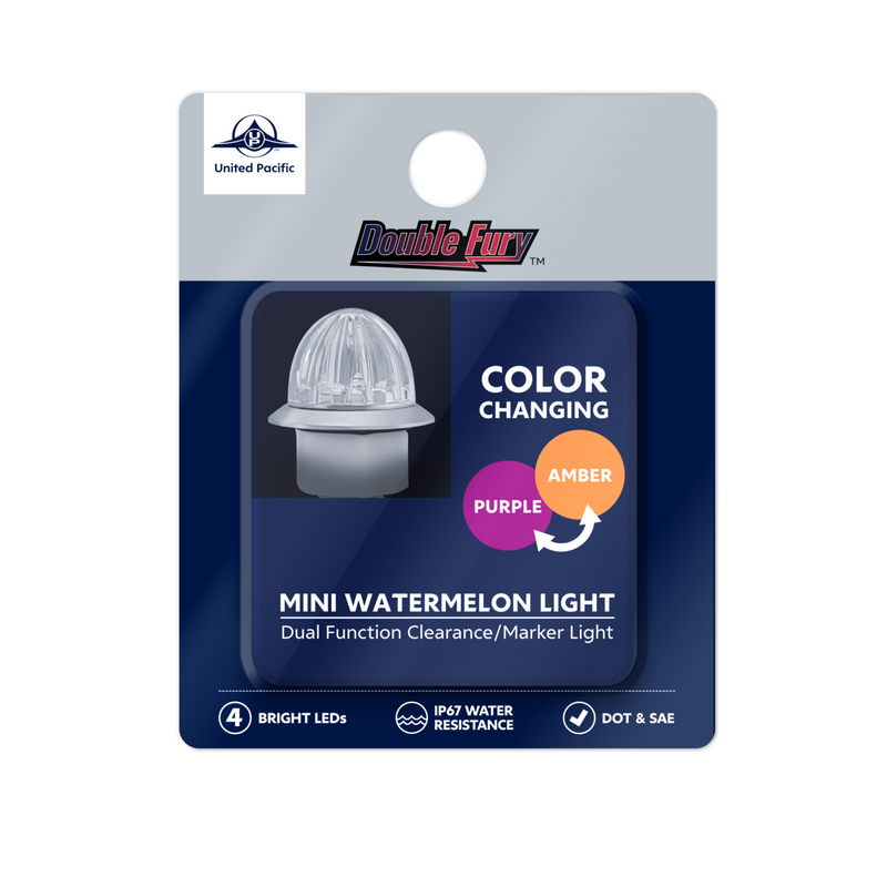 Double Fury 4 LED Dual Function 1-1/8" Watermelon Clearance/Marker Light-Amber & Purple LED/ Clear Lens