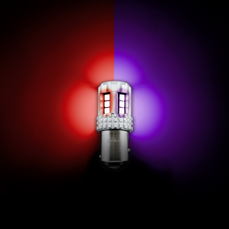 360-Degree Double Fury High Power 18 LED 1157 Bulb-Red & Purple LED