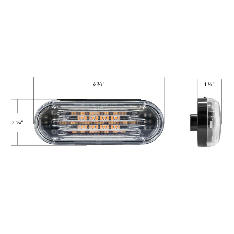 Saber 32 LED 6" Oval Turn Signal Light-Amber LED/Clear Lens