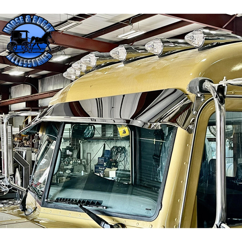 Rollin low 359 Peterbilt visor "timeless" (with bead roll) 9"x5" reverse bowtie 304 stainless #0053 PETERBILT VISOR Gray