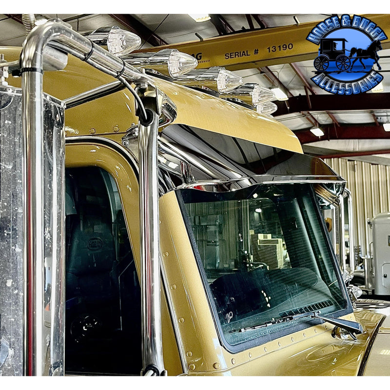 Rollin low 359 Peterbilt visor "timeless" (with bead roll) 9"x5" reverse bowtie 304 stainless #0053 PETERBILT VISOR Dark Slate Gray