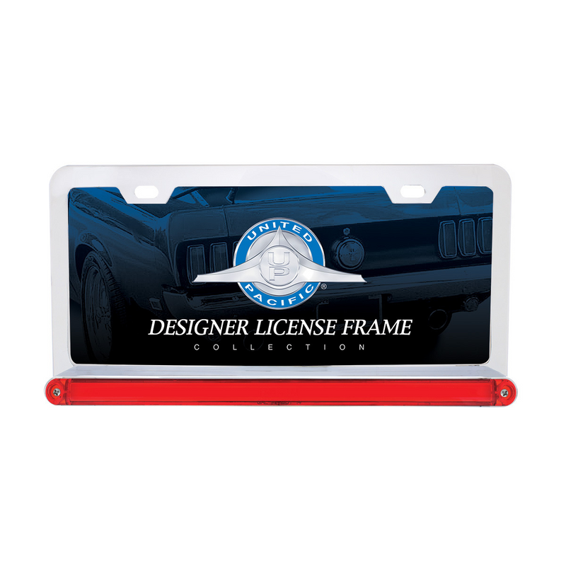 Chrome License Frame With 24 LED 12" GloLight Bar - Red LED/Red Lens
