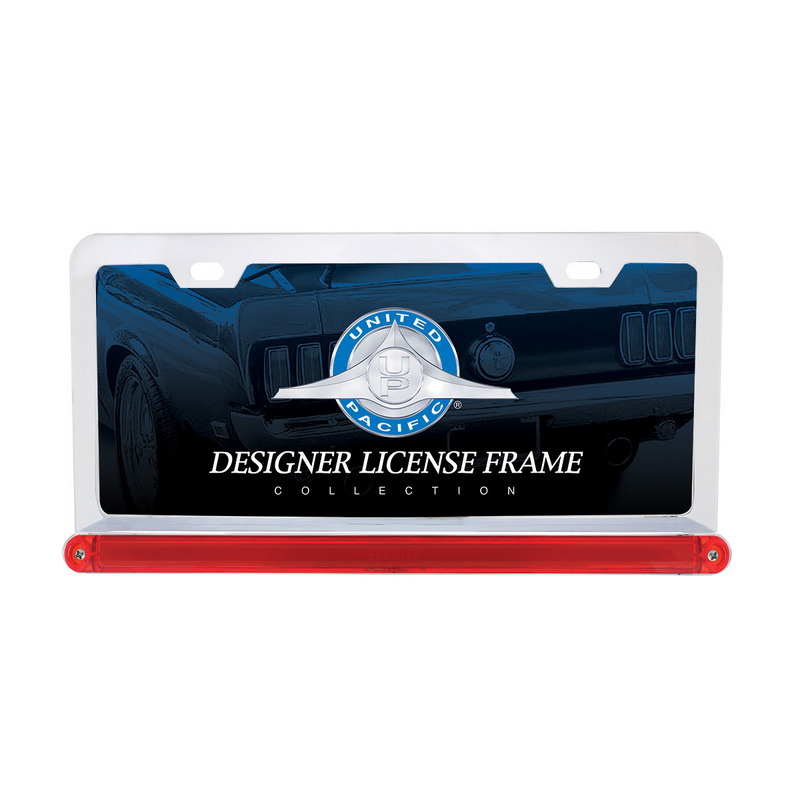 Chrome License Frame With 24 LED 12" GloLight Bar - Red LED/Red Lens