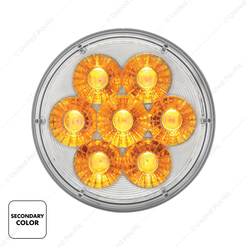 14 LED 4" redondo doble furia (parada, giro y cola) - LED rojo y ámbar/lente transparente