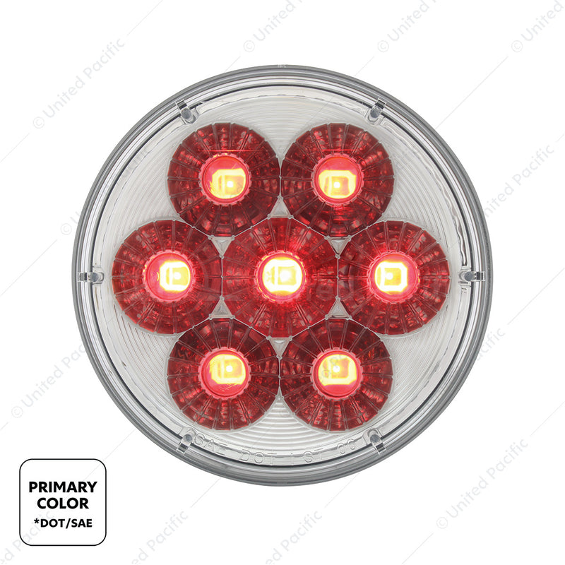 36530 14 LED 4" Round Double Fury (Stop, Turn & Tail) - Red & White LED/Clear Lens