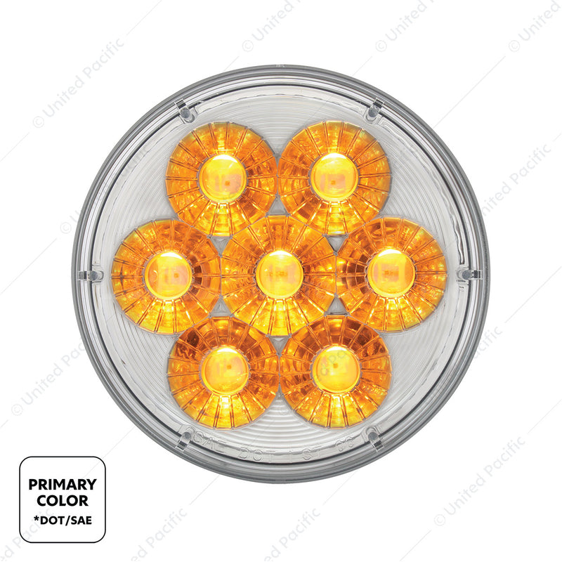 14 LED 4" redondo doble furia (señal de giro) - LED ámbar y azul/lente transparente