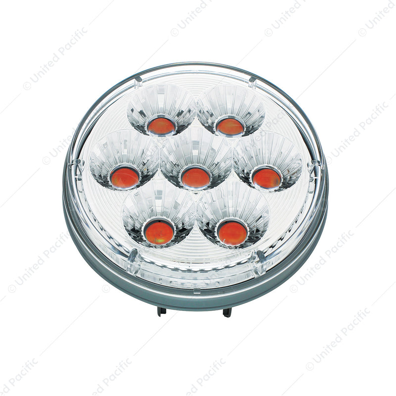 14 LED 4" redondo doble furia (señal de giro) - LED ámbar y azul/lente transparente