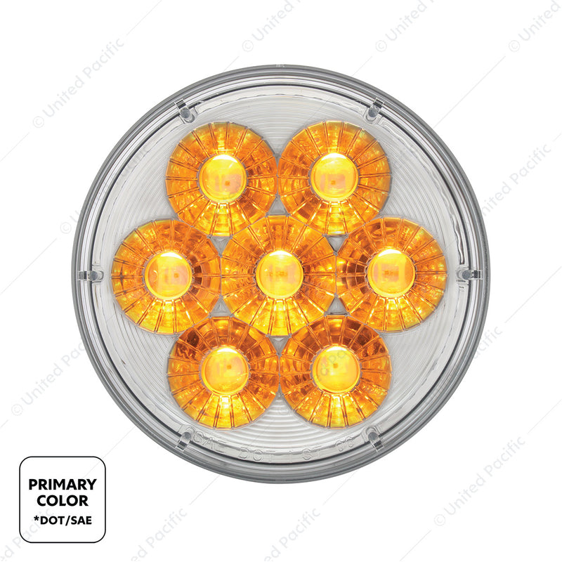 14 LED 4" redondo doble furia (señal de giro) - LED ámbar y blanco/lente transparente