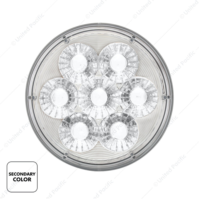 14 LED 4" redondo doble furia (señal de giro) - LED ámbar y blanco/lente transparente