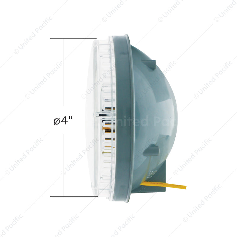36529 14 LED 4" Round Double Fury (Stop, Turn & Tail) - Red & Blue LED/Clear Lens