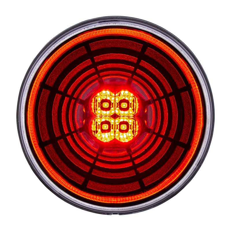 UP-36566 13 LED 4" Round Abyss Light (Stop, Turn & Tail) - Red LED/Clear Lens