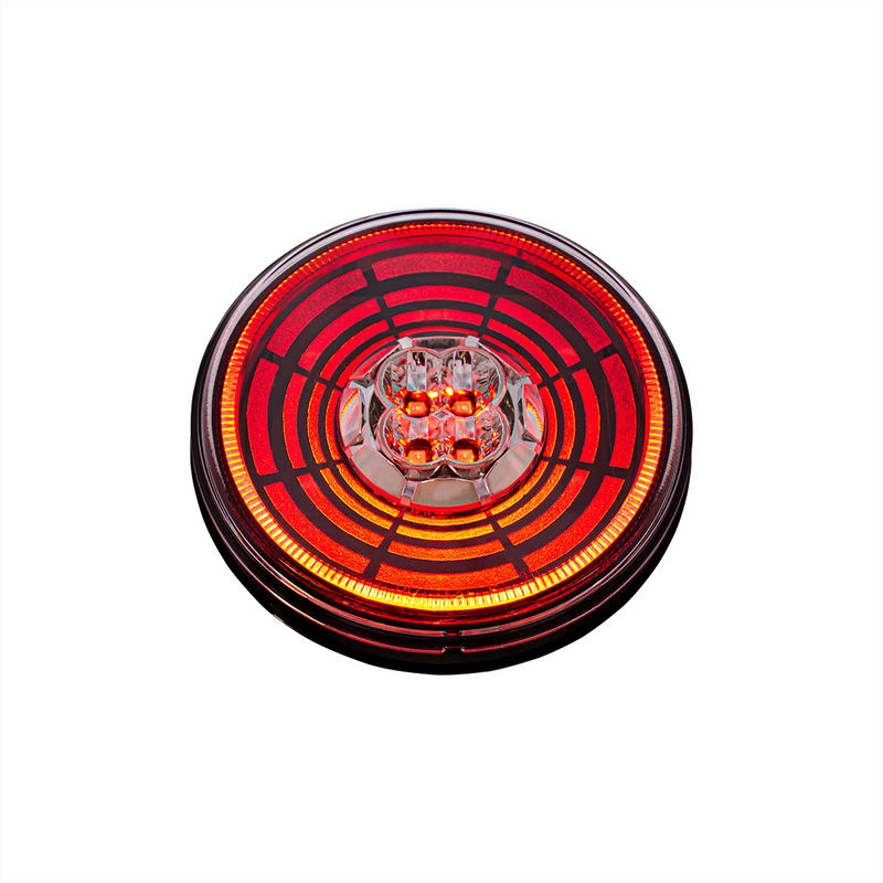 UP-36566 13 LED 4" Round Abyss Light (Stop, Turn & Tail) - Red LED/Clear Lens