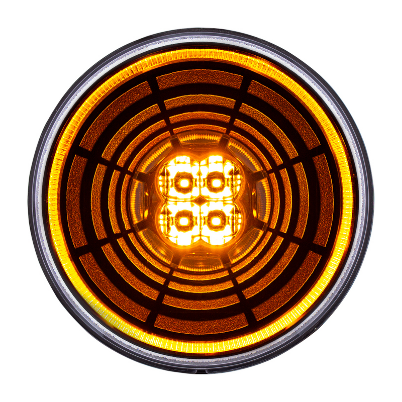 UP-36567 13 LED 4" Round Abyss Light (Turn Signal) - Amber LED/Clear Lens