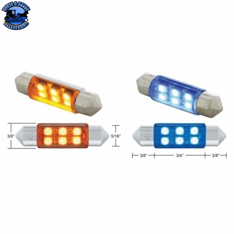 Bombilla LED Micro SMD de alta potencia 6 SMD 6418/6461-36 mm - Ámbar (paquete de 2)