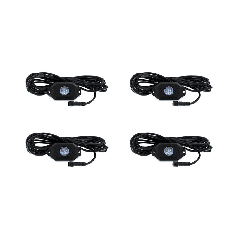Bluetooth RGB Multi-Color 500 Lumen LED Rock Light 4-Piece Kit #36604 underglow Black