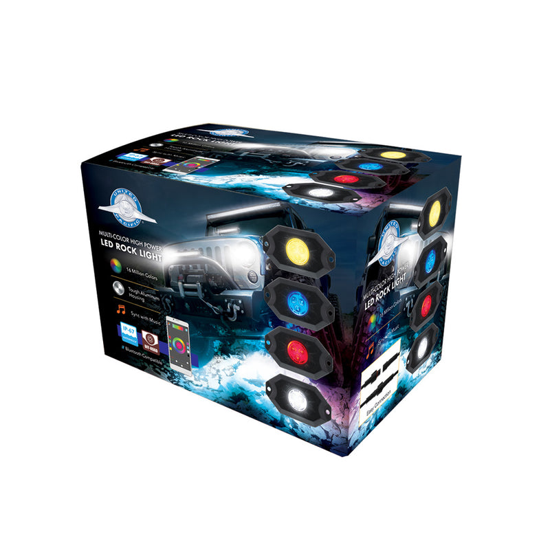 Bluetooth RGB Multi-Color 500 Lumen LED Rock Light 4-Piece Kit #36604 underglow Dark Slate Gray