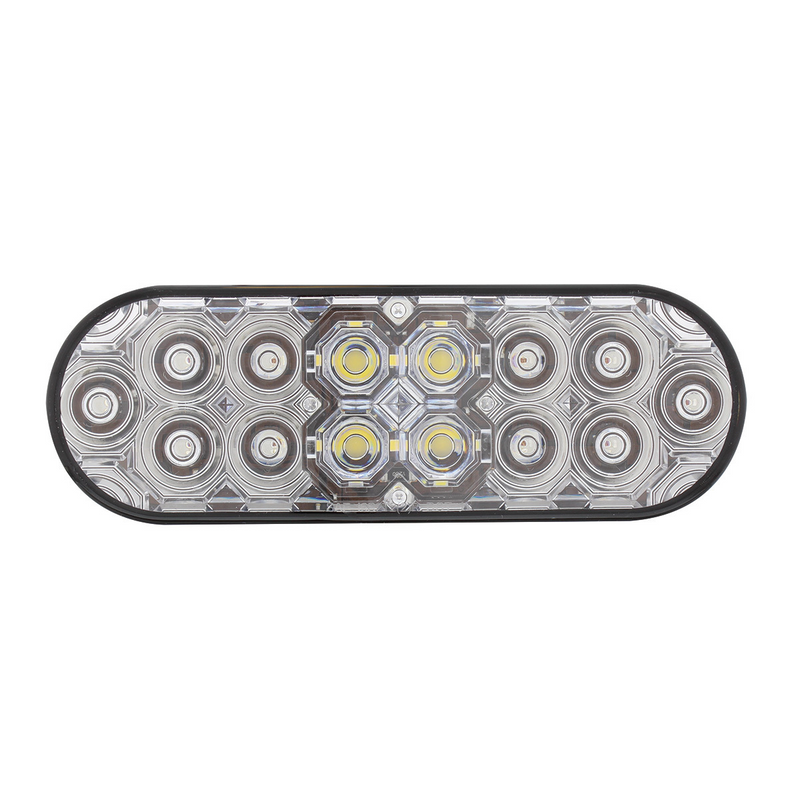 6" Oval Combo Light With 14 LED Stop, Turn & Tail & 16 LED Back-Up - Red LED/Clear Lens