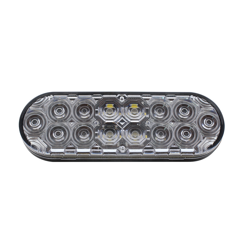 6" Oval Combo Light With 14 LED Stop, Turn & Tail & 16 LED Back-Up - Red LED/Clear Lens