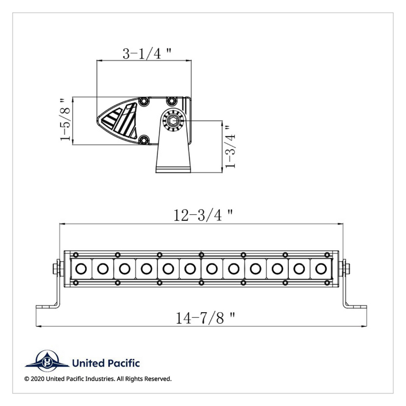 UP-36613 12 High Power CREE LED Single Row 12-1/2" Light Bar - Spot & Flood