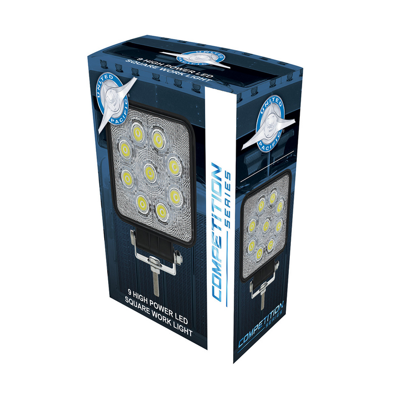 9 High Power LED 4-1/4" Square "Competition Series" Work Light - Flood