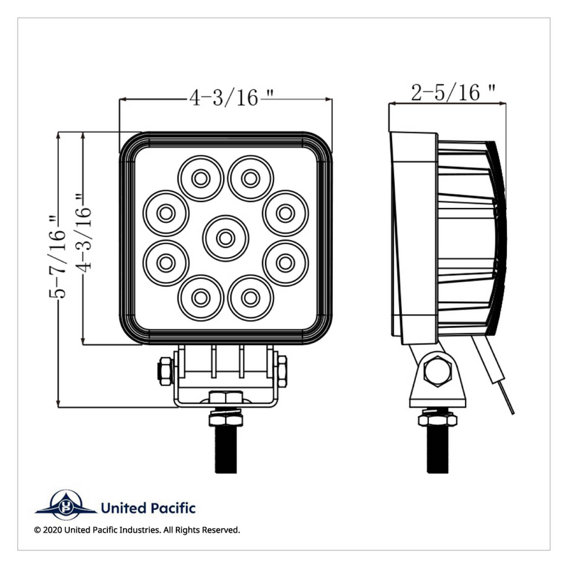 9 High Power LED 4-1/4" Square "Competition Series" Work Light - Flood