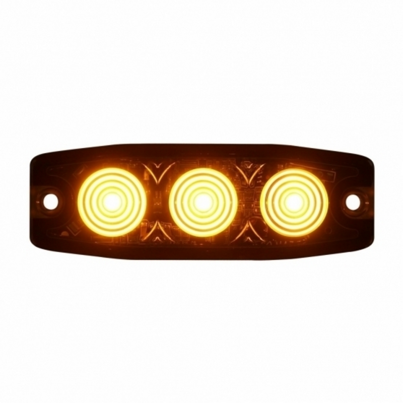 Luz de advertencia súper delgada de 3 LED de alta potencia - LED ámbar (a granel)
