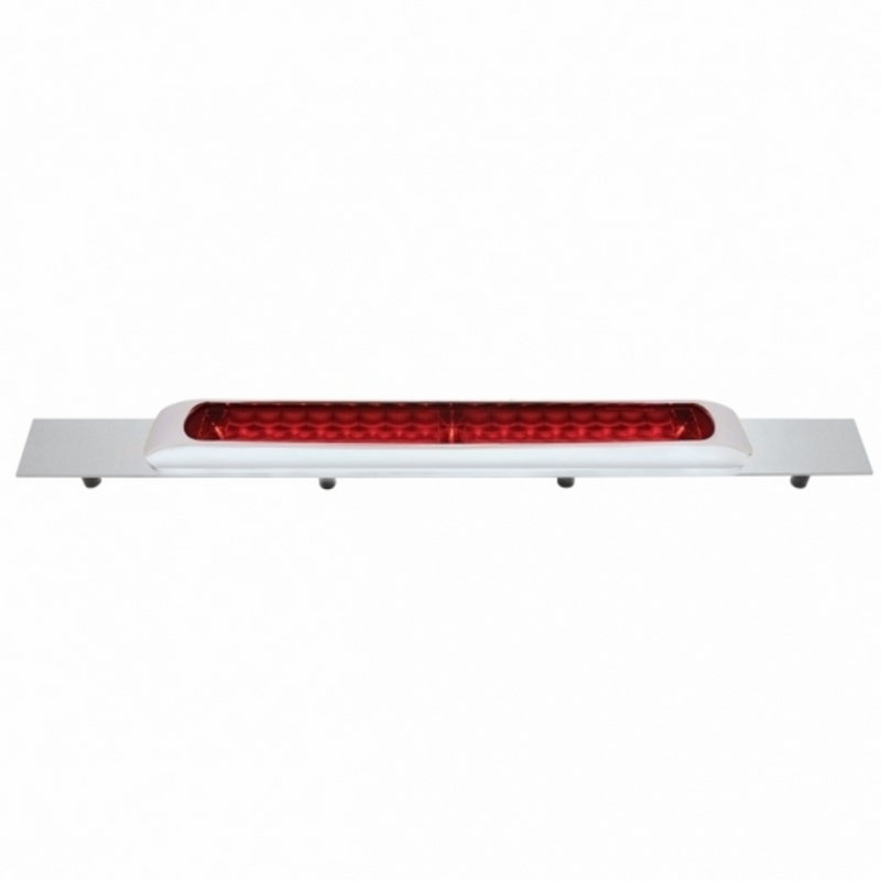 Chrome Top Mud Flap Plate With 19 LED 17" Light Bar & Bezel - Red LED/Red Lens