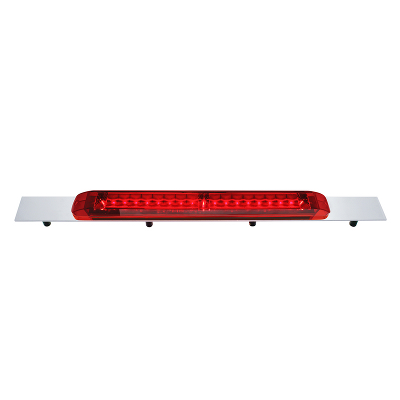 Chrome Top Mud Flap Plate With 19 LED 17" Light Bar - Red LED/Red Lens
