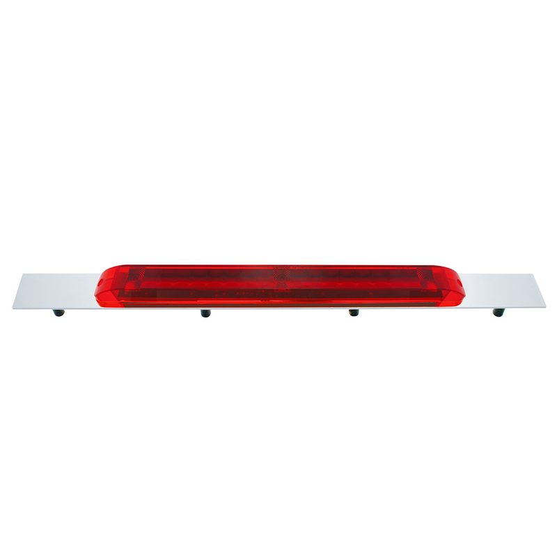 Chrome Top Mud Flap Plate With 19 LED 17" Light Bar - Red LED/Red Lens