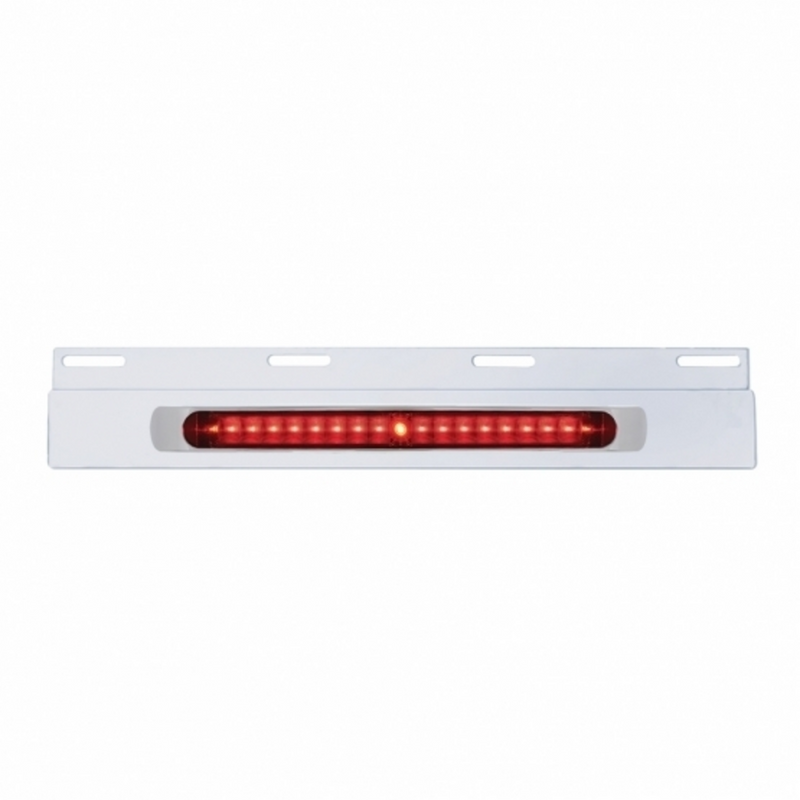Stainless Top Mud Flap Plate With 19 LED 17" Light Bar & Bezel - Red LED/Red Lens