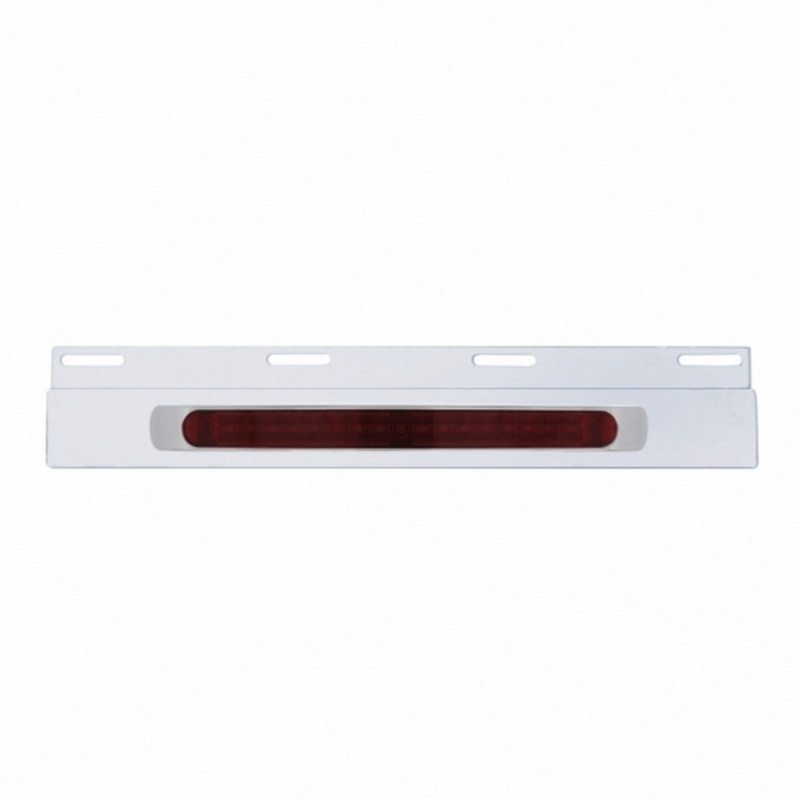 Stainless Top Mud Flap Plate With 19 LED 17" Light Bar & Bezel - Red LED/Red Lens