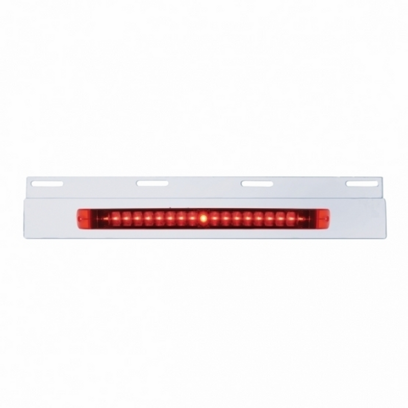 Stainless Top Mud Flap Plate With 19 LED 17" Light Bar - Red LED/Red Lens