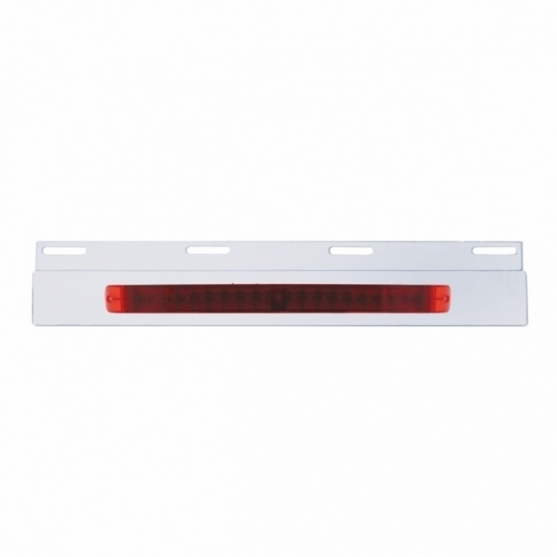 Stainless Top Mud Flap Plate With 19 LED 17" Light Bar - Red LED/Red Lens