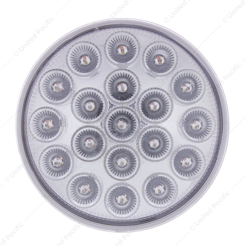 Furia doble redonda de 19 LED de 4" (parada, giro, cola) con luz de advertencia - LED rojo y ámbar/lente transparente