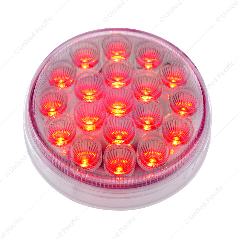 Furia doble redonda de 19 LED de 4" (parada, giro, cola) con luz de advertencia - LED rojo y ámbar/lente transparente