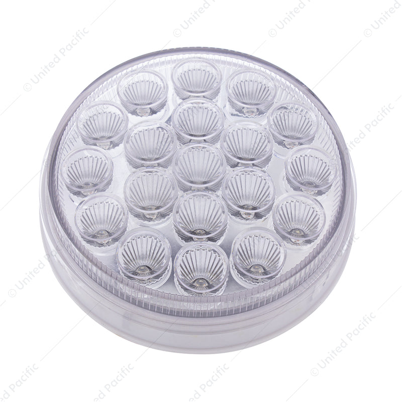 Furia doble redonda de 19 LED de 4" (parada, giro, cola) con luz de advertencia - LED rojo y ámbar/lente transparente