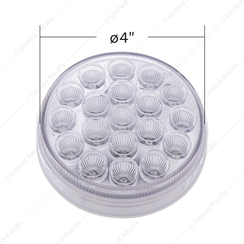 Furia doble redonda de 19 LED de 4" (parada, giro, cola) con luz de advertencia - LED rojo y ámbar/lente transparente