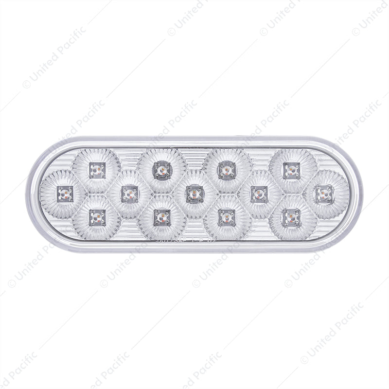 36723 13 LED 6" Oval Double Fury (Stop, Turn & Tail) With Warning Light - Red & Amber LED/Clear Lens