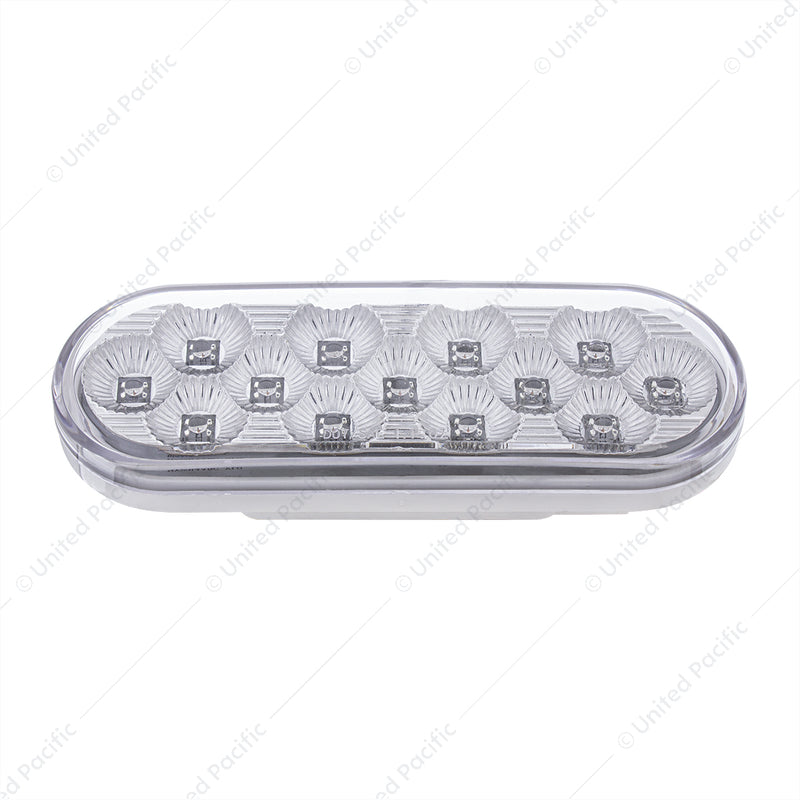 36723 13 LED 6" Oval Double Fury (Stop, Turn & Tail) With Warning Light - Red & Amber LED/Clear Lens