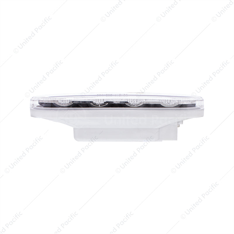 36723 13 LED 6" Oval Double Fury (Stop, Turn & Tail) With Warning Light - Red & Amber LED/Clear Lens