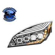 QUAD-LED HEADLIGHT WITH LED DRL & SEQ. SIGNAL FOR 2018-2023 FREIGHTLINER CASCADIA (Choose Color) (Choose Side) HEADLIGHT Chrome / Driver's Side Dark Slate Gray